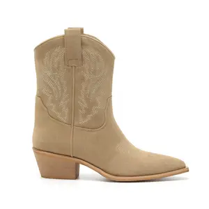 CLAIRE Low-Heel Western Booties