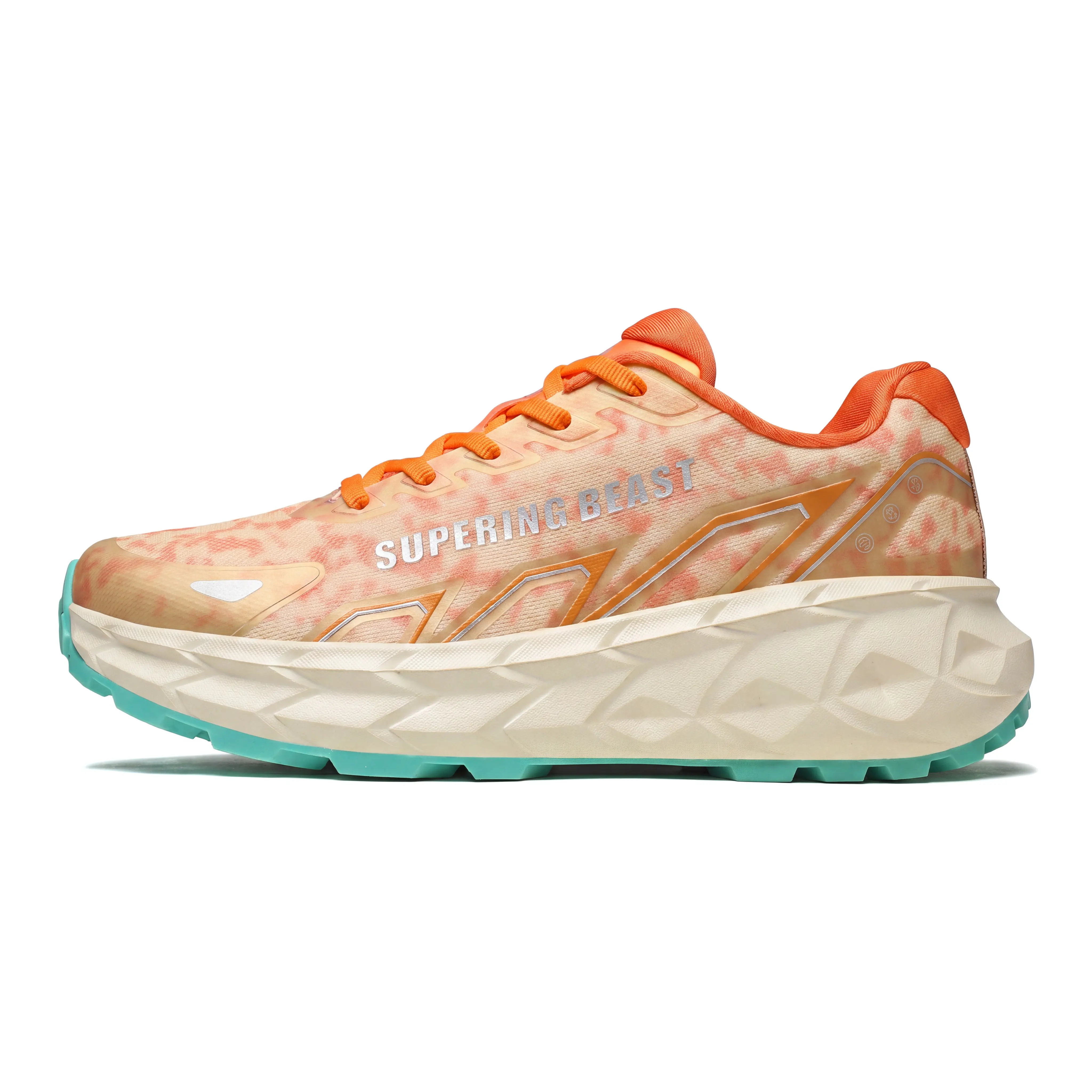 Gorpcore Hype Must Have Supering Beast Off-Road Trail Sneakers Tie Dye Orange Print Thick Cushion Platform Sole Non Slip Rugged Bottom Perfect For Mountain Trail Camping Daily OOTD
