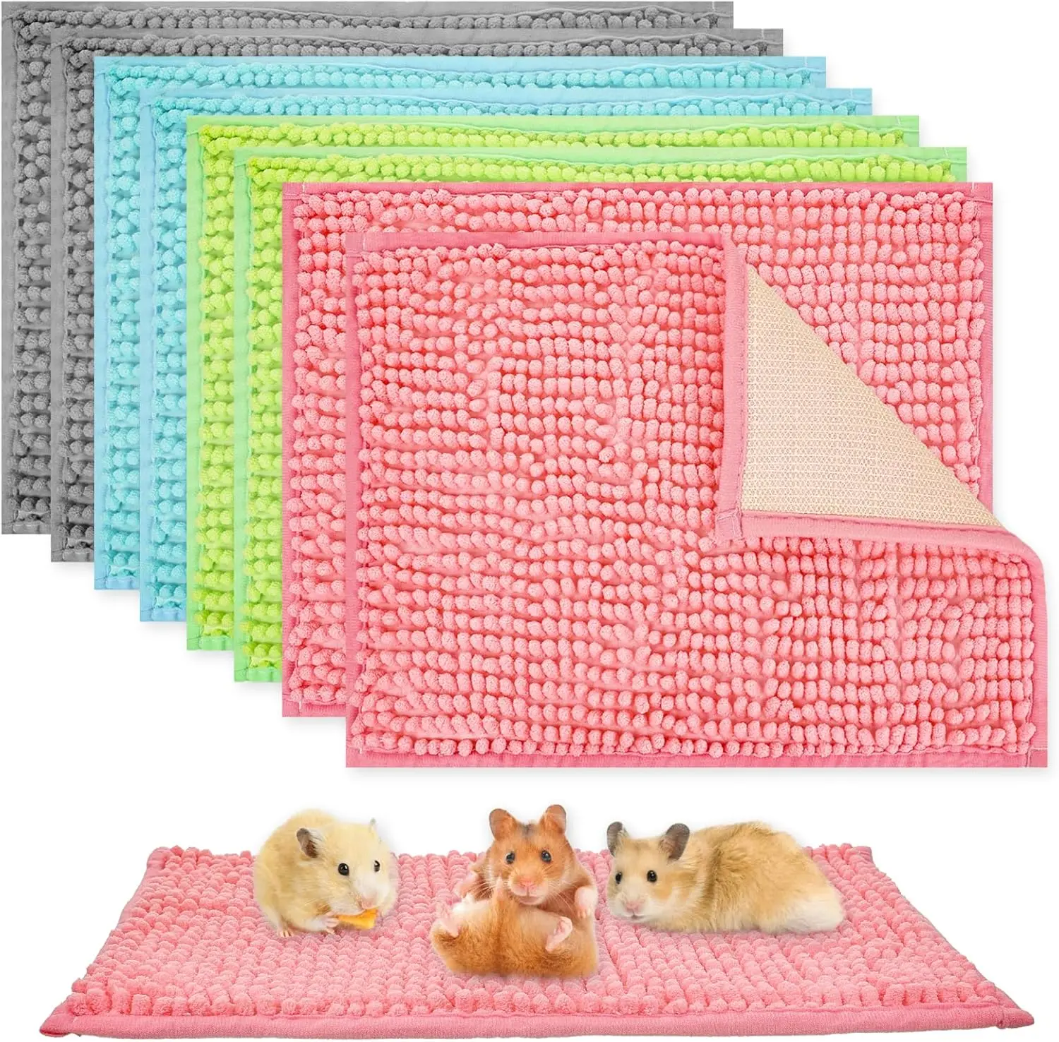 Pack of 8 16x12 inch guinea pig cage pads, durable and absorbent, reusable, suitable for hamsters, guinea pigs, ferrets, and other small pets