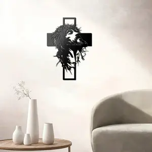 Large Metal Jesus Wall Art with Cross, Elegant Religious Home Decor, Spiritual Wall Sculpture for Christian Homes, Religious Decoration, Stylish Religious Decor