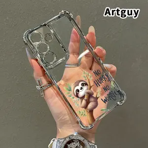 Sloth hugging a branch Pattern Phone Case Compatible with Samsung Galaxy S23 Ultra S24 Plus S25 S22+ FE Edge Electroplated Four-Corner Anti-Fall Protection Cellphone Cover