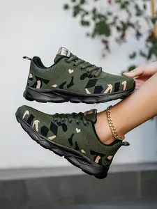 Men's Running Shoes, Women's Athletic Footwear, Ultimate Comfort, Lightweight Breathable Mesh Camouflage, Shock Absorbing Eva Sole, Olive