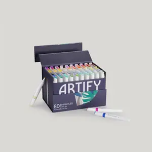 ARTIFY 80 Enhanced Color Art Markers - Fine & Broad Dual Tips Professional Artist Markers with Carrying Case for Coloring Drawing Painting Illustration Graphic Design