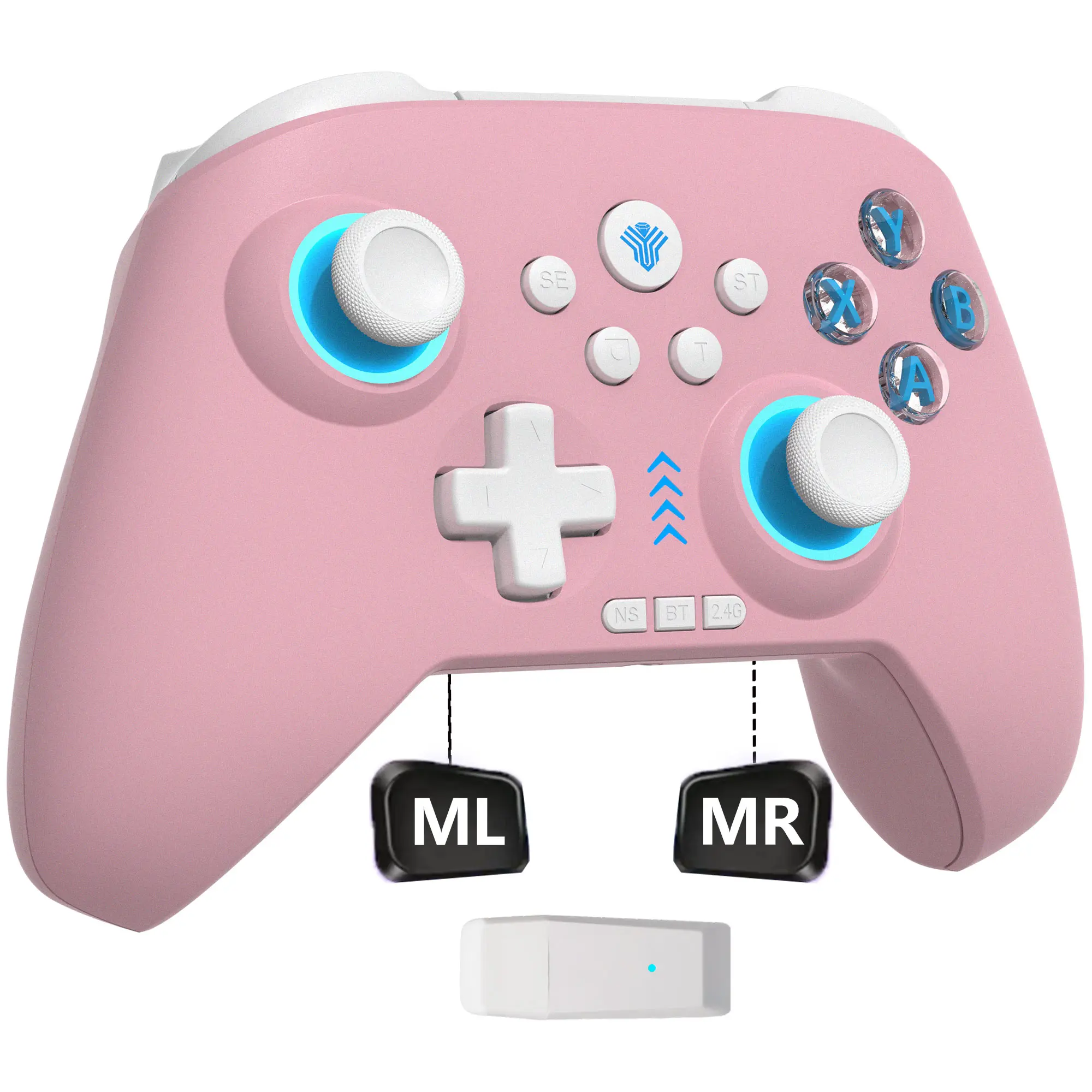 Wireless Gaming Controller - 2.4G Gamepad for Switch 2, Switch, PC, Steam - Hall Effect Joystick, Hall Triggers, RGB Lighting, Dual Vibration, Low Latency - Compatible with Android, iOS - Gamer Gift