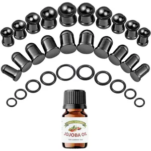 12-26Pcs Ear Stretching Kit 1-7mm/7.5-12mm Plugs for Ears Gauges with O-Rings Stainless Steel Gauge Stretching Kit with Aftercare Jojoba Oil Ear Expander Body Piercing Jewelry for Women Men