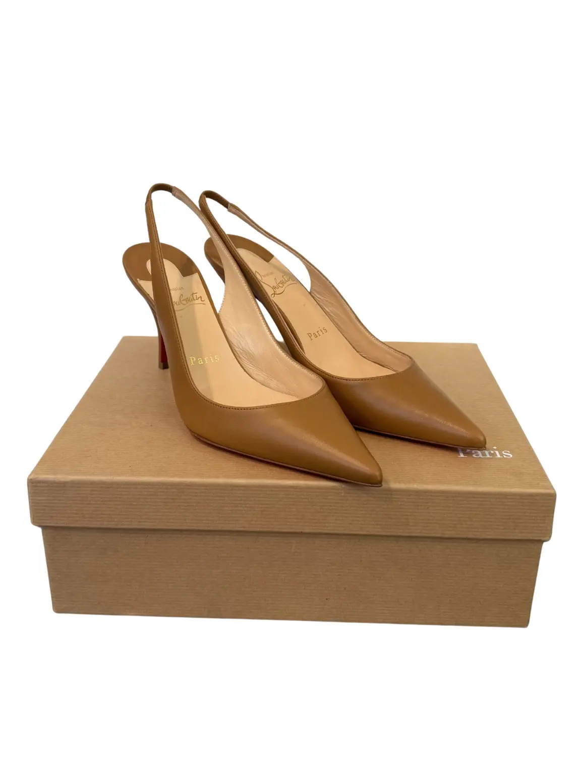 Pre-Owned Christian Louboutin  Clare 80 Leather Slingback Pumps Size 36