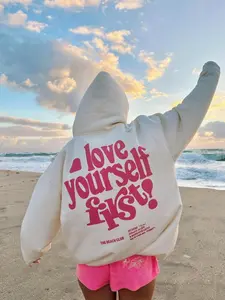 Women's Letter Print Drop Shoulder Thermal Lined Hoodie, Fashion Casual Drawstring Pocket Hooded Sweatshirt for Daily Holiday Outdoor Wear, Women Clothing for Fall & Winter, Drawstring Hoodie Top