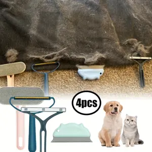 A set of 4 Pet Hair Removal Tools Lint Shaver Cleaner, Fur Removal Carpet Scraper, Fuzz Hairball Brush for Carpet, Car Mat, Clothes, Couch Cleaning Tools - Home Improvement.