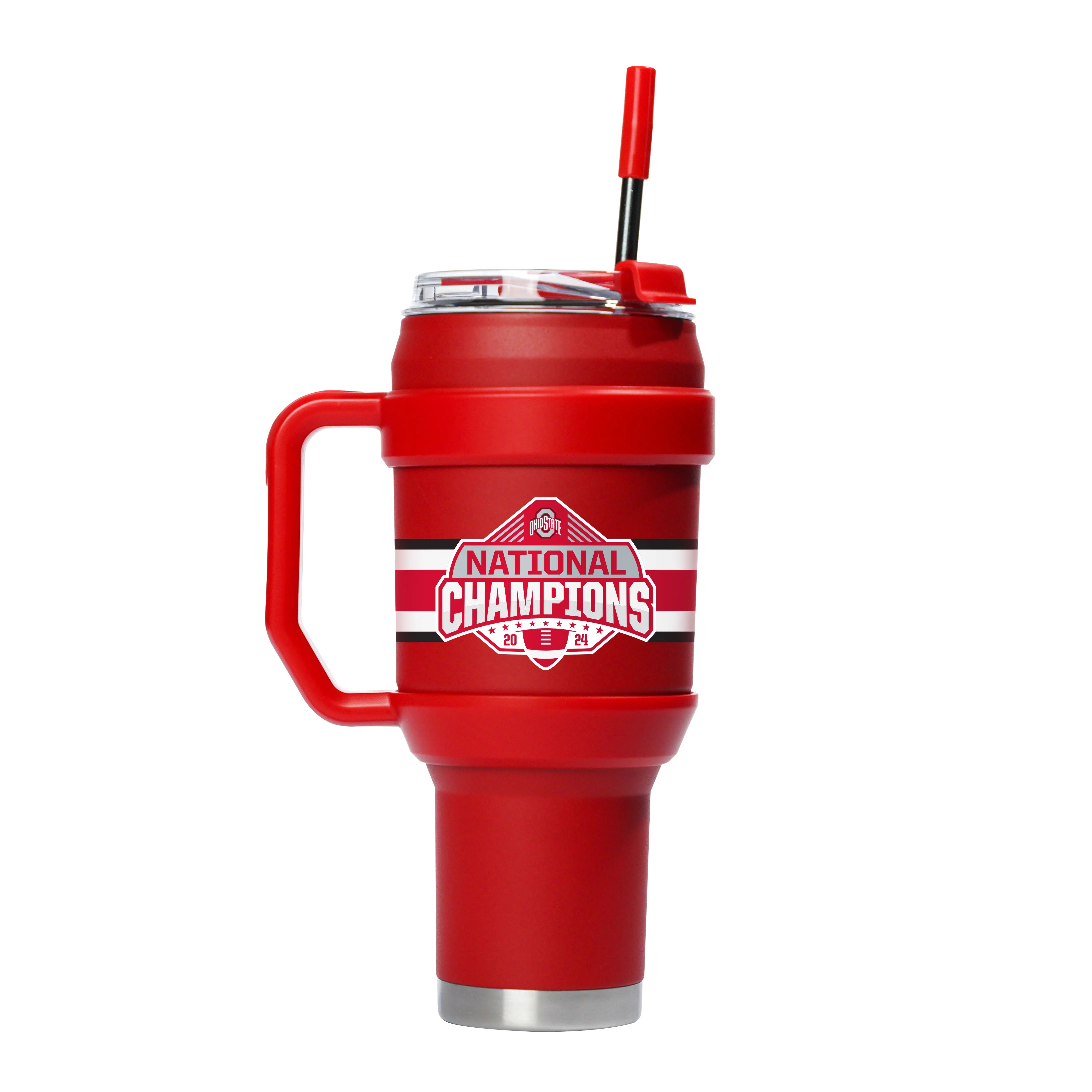 Ohio State 2024 National Champs 40oz Red Insulated Leakproof Stainless Steel Vacuum Flask Tumbler with Silicone Straw Lid, Kitchenware Drinkware Containers Vacuumflask