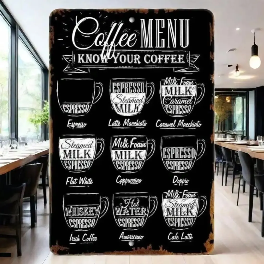 Aluminum Vintage Coffee Menu Chalkboard Sign Kitchen Cafe Wall Decor for Farmhouse Aluminum Rustic Halloween Decorations