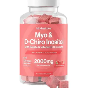kindnature Myo-Inositol & D-Chiro Inositol Gummies for Women – 2000mg + 50mg, Ideal 40:1 Ratio – with Vitamin D & Folate – Hormone Balance & Fertility Support – Vegan, Watermelon Flavor (120 Gummies)