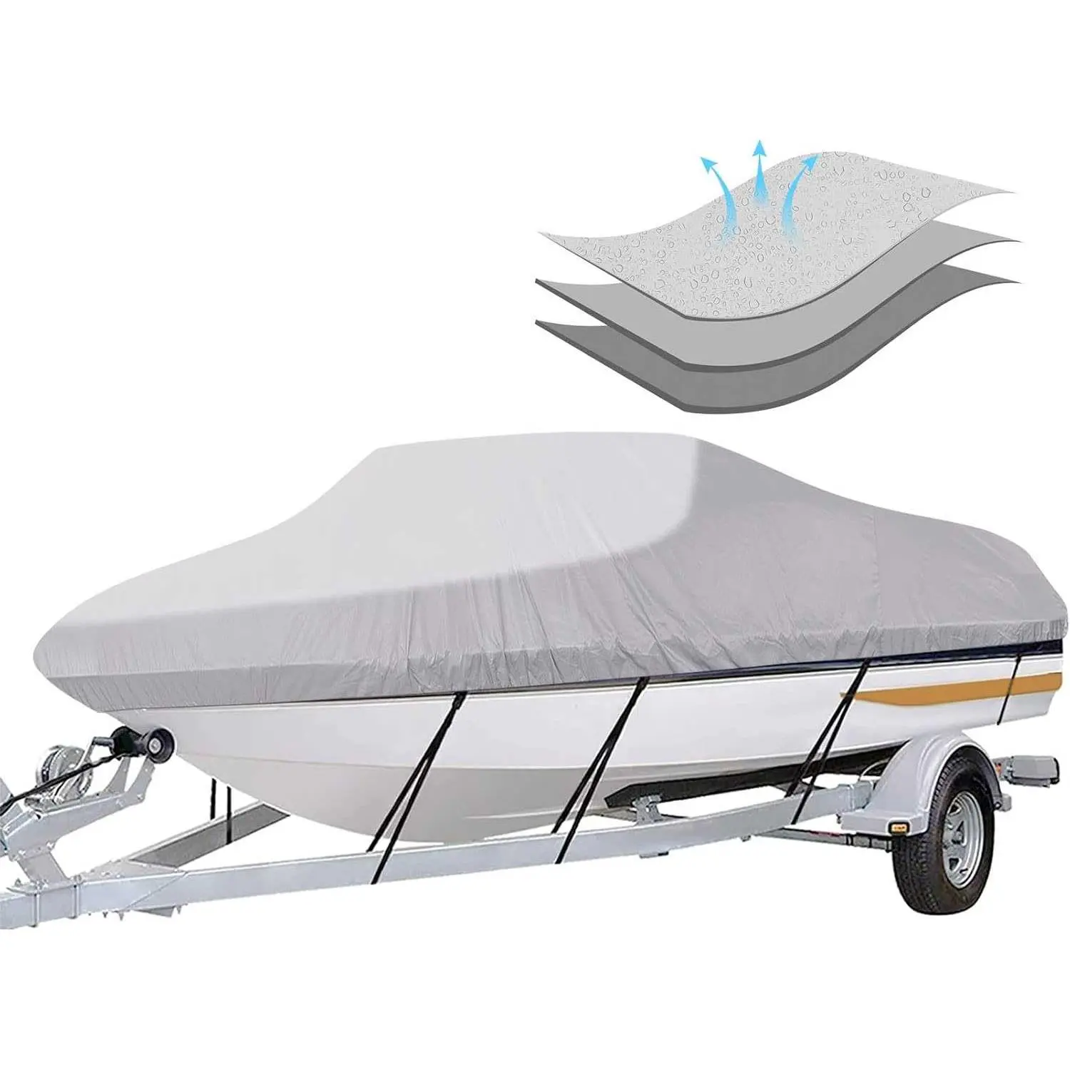 iCOVER Trailerable Boat Cover- 17'-19' Heavy Duty Waterproof Tarp Covers with Storage Bag, Fits V-Hull, Fish&Ski, Pro-Style, Fishing, Runabo DL260808A05