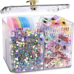 Sewing Supplies and Accessories Kit,100Pcs Sewing Clips 800 count Pins &10PcsTriangle Tailors Chalk in a 3-Section Clear Organizer Jar,Sewing Notions Quilting  Set for Women Mom Grandma