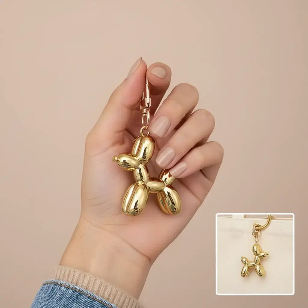 Fashion Balloon Dog Keychain - Pink, Purple Costume Jewelry Accessory for Daily Use, No