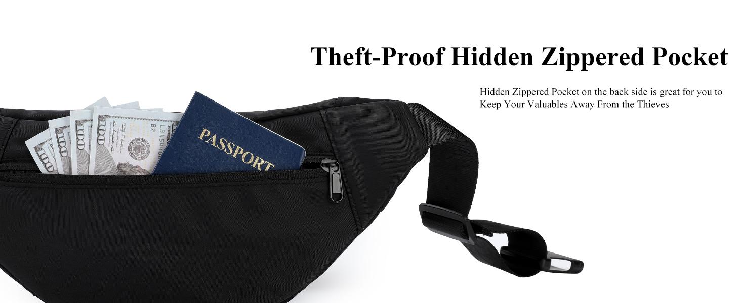 Large Crossbody Fanny Pack with Four Zipper Pockets Adjustable Strap Reflective Loop for Sports Festivals Traveling Casual Use Water-Resistant Durable Fabric