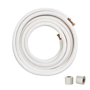 summervibes VEVOR 50FT Mini Split Line Set, 3/8 5/8 O. D Copper Pipes Tubing and Triple-Layer Insulation, for Mini Split Air Conditioning Refrigerant or Heating Pump Equipment HVAC with Wrapping Strips., Flexible Pipe