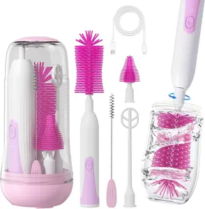Electric Bottle Cleaning Brush, Baby Bottle Brush Cleaner Water Bottle Cleaning Kit, Nipple Brush Pacifier Cleaner Straw Cleaner Brush for Newborns,6 Packs Set