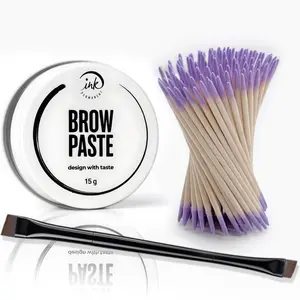 INK PERMANENT Eyebrow Mapping Kit with White Mapping Paste Dual-Sided Brush & Cotton Swabs for PMU Microblading Supplies