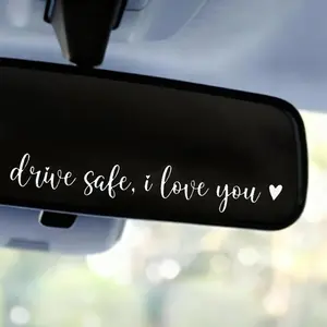 3pcs Drive Safe I Love You, Car Rearview Mirror Decal Safe Driving Stickers Funny Auto Vinyl Window Decals for Men Women (White)