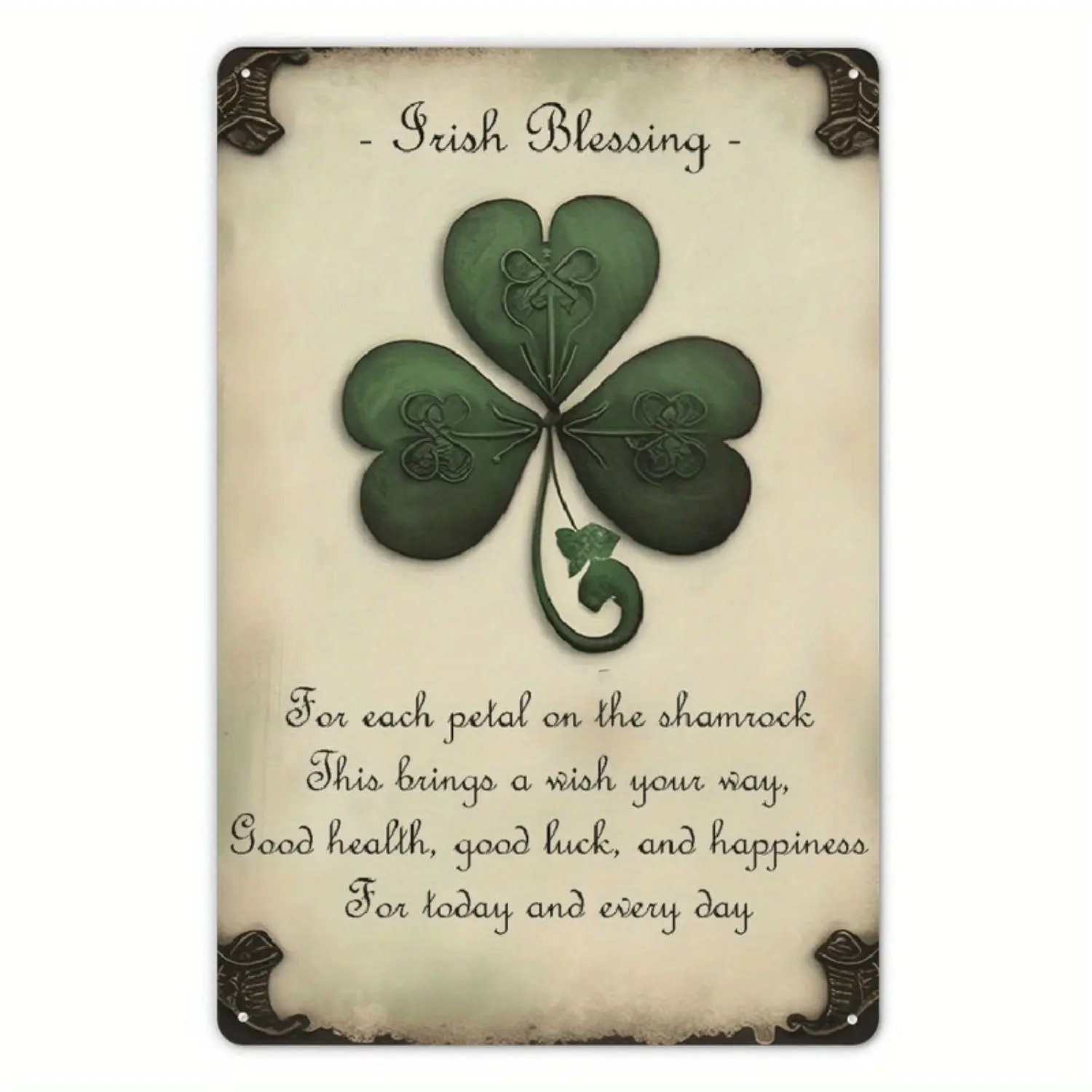 [Home Relaxation] Vintage Irish Blessing Shamrock Metal Tin Sign - 12x8 Inch Inspirational Wall Art with Clover Design, Celtic Knot & Leopard Print, Perfect for St. Patrick'S Day Home or Coffee Shop Decor, Home Relaxation Decor, Decoration, 8X12 In summer