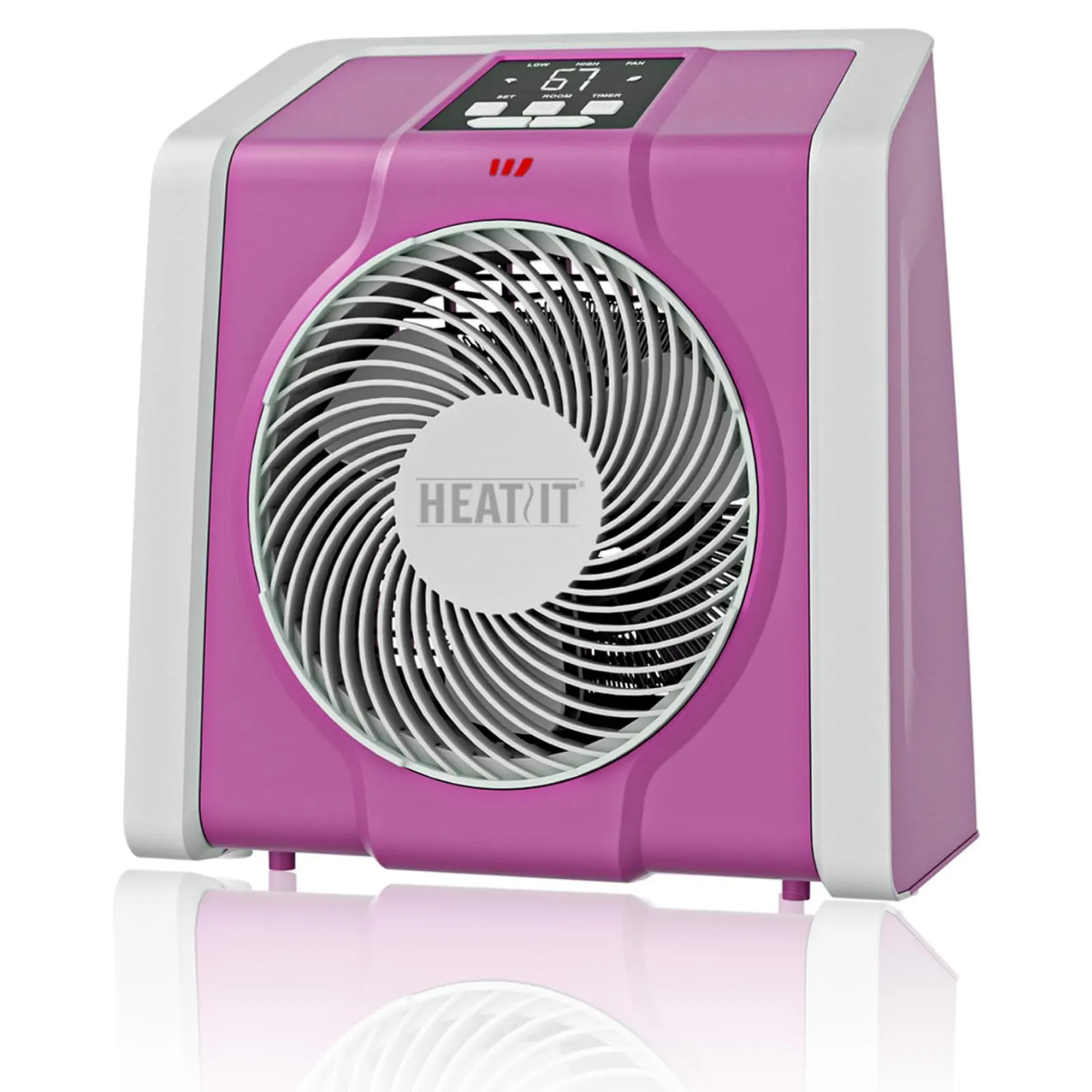 HEATIT Space Heater with Remote for Indoor, Digital Display with Thermostat, 1-12H Timer, Fan Mode,1500W/750W, Electric Space Heater for Office, Bedroom,Pink