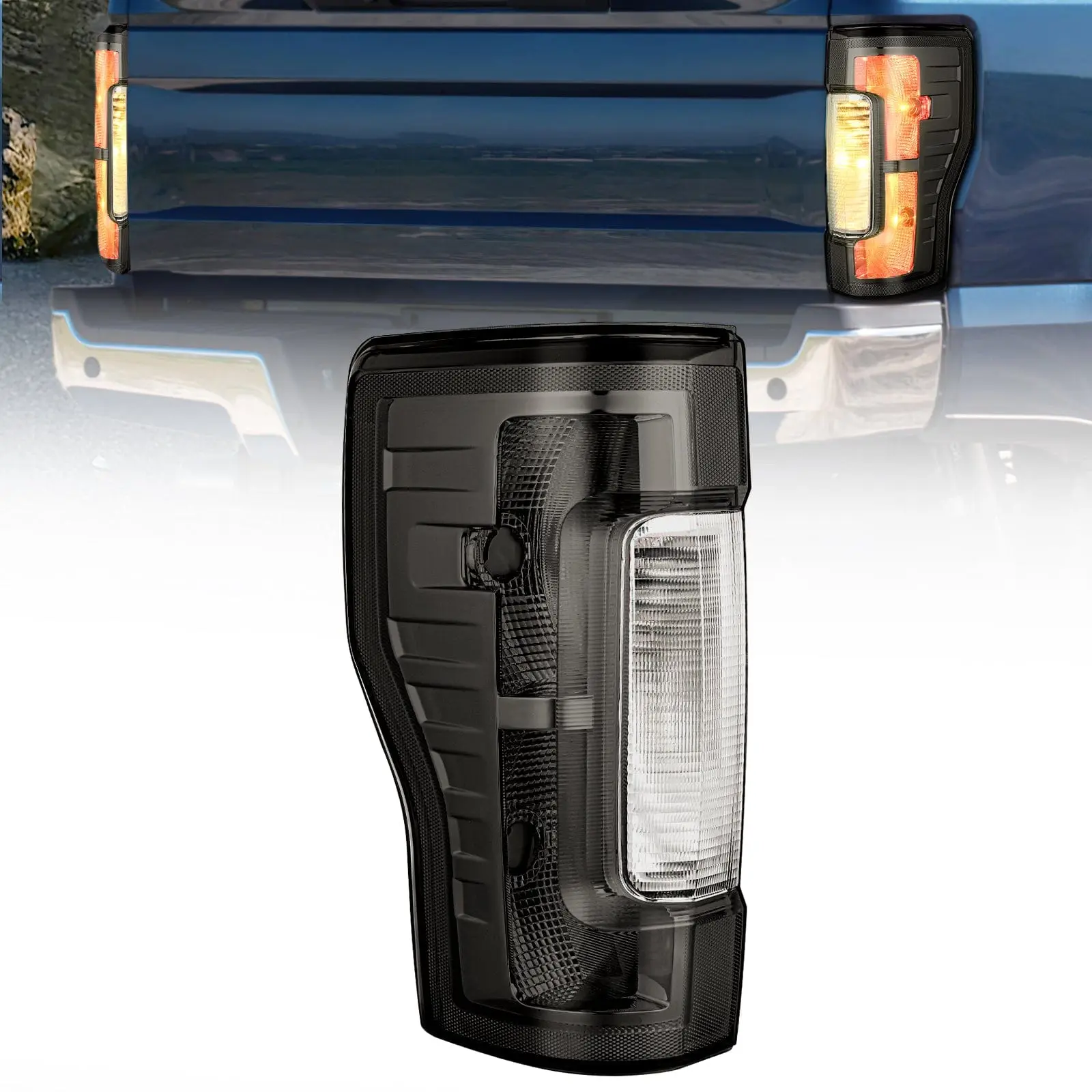 Niligt OE-Style Rear Lamp Replacement Taillight Assembly for 2017-2019 Ford F250 F350 Super Duty, Automotive Vehicle-Specific Fit Shock-Resistant Car Accessory, Silicon & ABS Plastic Plug-In Driver Side Smoke Lens with 1-Way Vent
