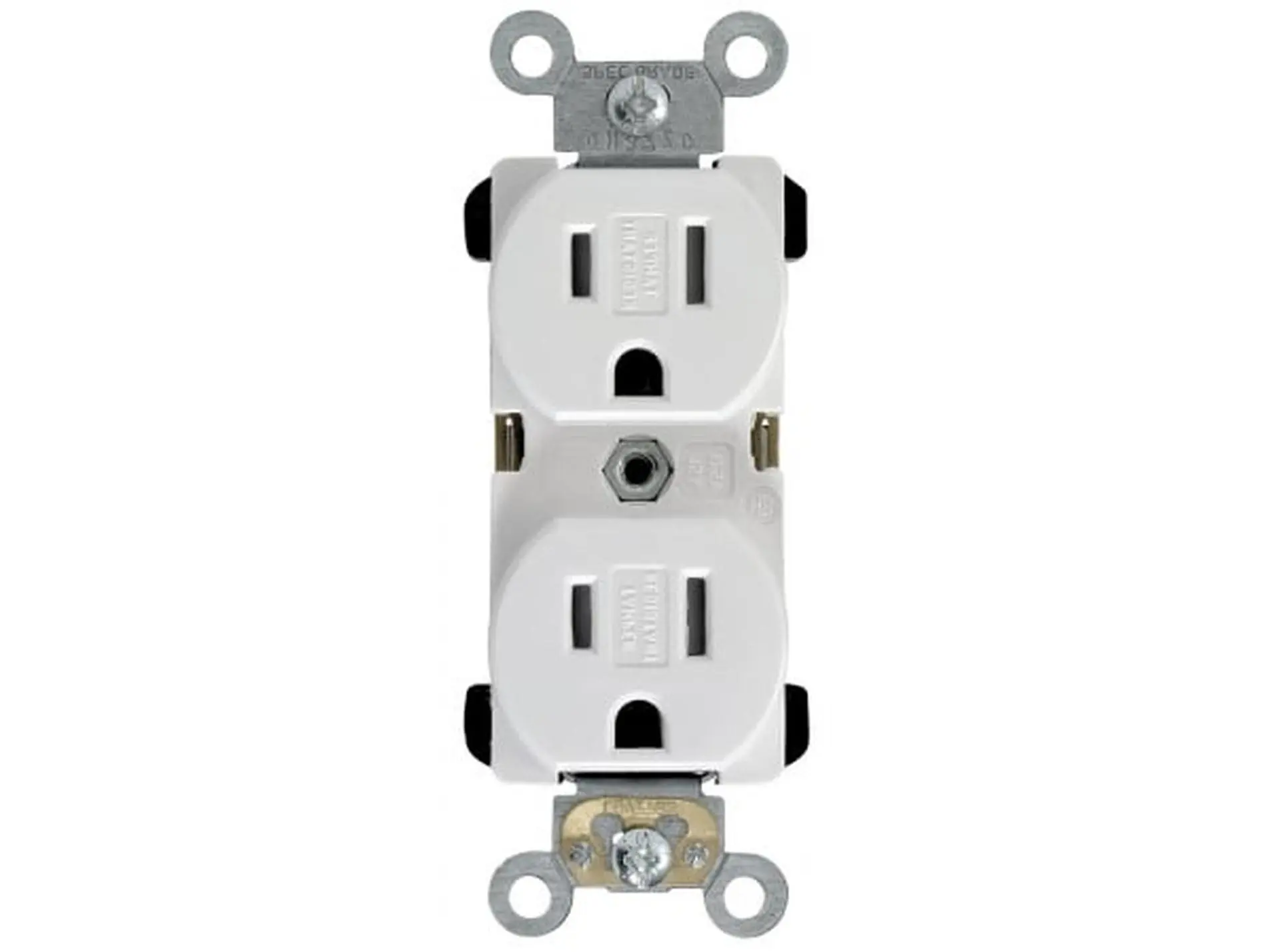 15 A White Narrow Body Duplex Receptacle, Wall Outlet Sockets for Home Improvement Electrical Equipment & Supplies