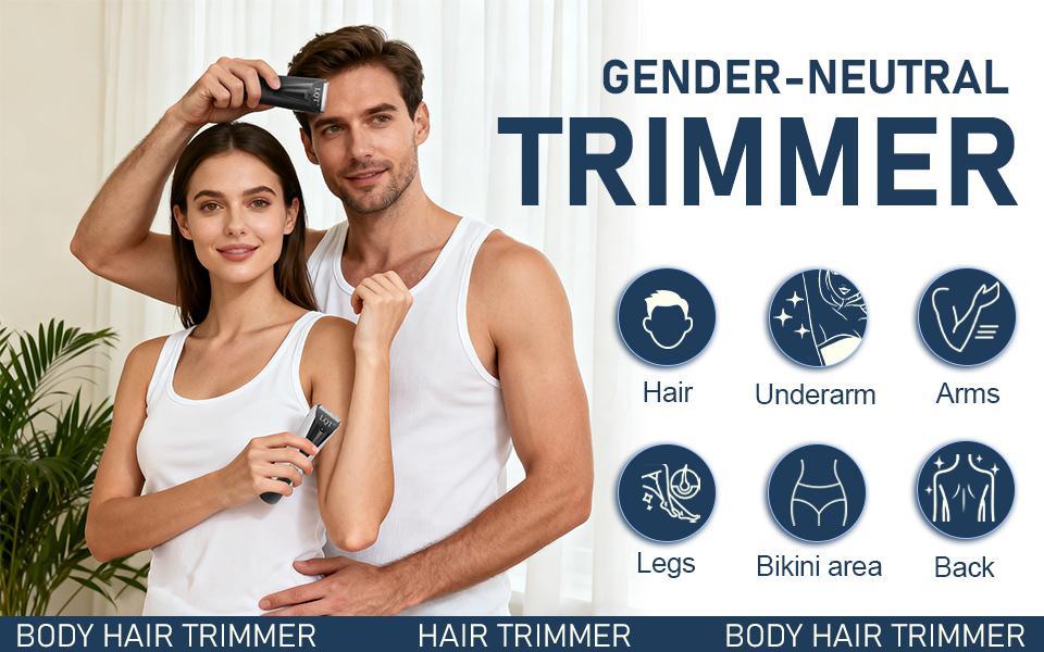 LQT wireless hair clipper, electric bikini trimmer, body hair remover, intimate grooming trimmer, USB charging with LCD display, includes 2 guide combs, flexible trimmer, shaving device， Smooth