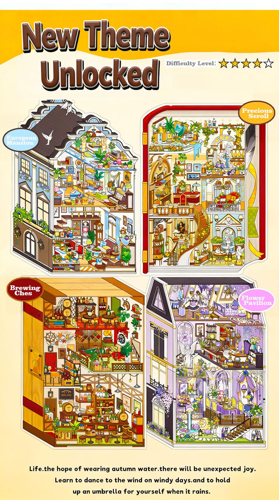 Old Money Series – 3D Foldable Scene Sticker Kit,DIY Buildable Miniature Diorama for Room Decor & Display,Vintage European Gift for Collectors & Craft Lovers, PET Sticker Set