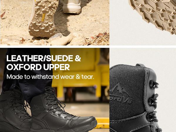 NORTIV 8 Men's Military Tactical Boot Lightweight Comfortable Boots for Work All Day Side Zipper Motorcycle Combat Hiking Boots 8 Inches