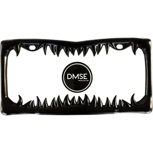 Universal Metal Tooth Jaws License Plate Frame Cool Design for Any Vehicle (Black Tooth)
