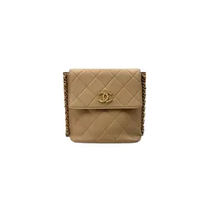 Pre-owned CHANEL leather Crossbody Bags 21S Beige Quilted Hobo Bag(31***78) IRIS188