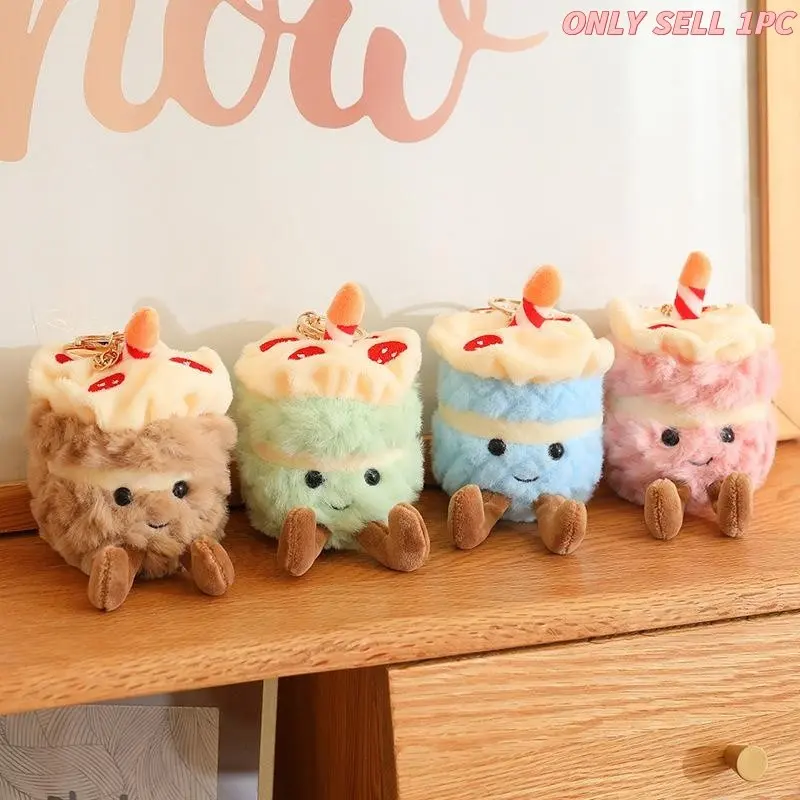 Cute Cake Design Plush Toy Soft Adorable Stuffed Animals, 1 Count Cute Cake Decor for Bags Keys, Birthday Gift for Girls Teens, Kawaii Plush Cake Pendant