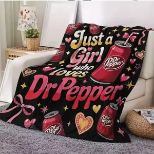 Dr. Pepper Retro Cool Vibe American Style Flannel Slogan Blanket, A warm nap blanket，Weighted Throw, Classic Warm Decor Piece, Ideal Gift for Loved Ones，Suitable for use in offices, sofas, and travel settings, etc.