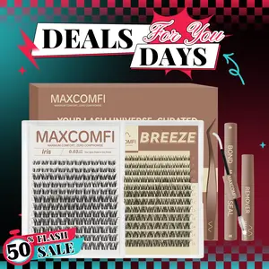 MaxComfi BREEZE & IRIS VIVI STYLE GLOSA Cluster Lashes - 0.03mm Gentle Cosmetic False Eyelashes, No Itchy Eyes, Super Soft Thin Band, Waterproof, Long-Lasting, Natural, Beginner-Friendly DIY, Daily Use Makeup Essential