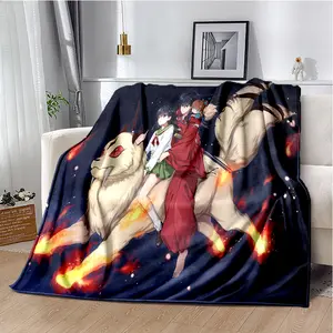 3d Print Anime Blanket Sofa Winter I-Inuyasha Warm Bed Fleece Custom Nap Home Fluffy Soft Blankets King Size Microfiber Bedding