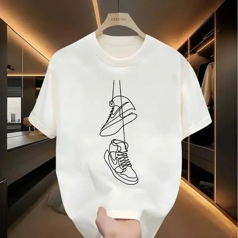 Shoes Graphic Tee, Unisex, Men’s Round Neck Street Style Summer and Spring, Casual Wear, Simple Yet Trendy, Party and Outdoor Activities, Create a Unique Dressing Style, Suitable for Men, Women, Moms and Friends, Couples, Unisex Crewneck T-shirt F pxt01