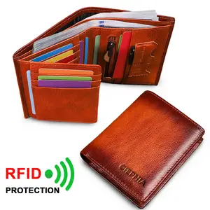 CIEPHIA RFID Blocking Cowhide Leather Wallet with 12 Card Slots 1 Coin Pouch & 2 Deep Cash Pockets for Men Anti-Theft Design, Perfect Gift for Him trendy wallet