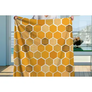 Honeycomb Sherpa Throw Blanket with Modern Geometric Design
