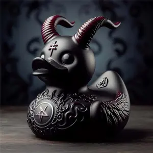 Punk Duck Goth Resin Figurine - Satanic Dark Decor, Vinyl Rubber Novelty Ornament, Unique Gothic Gifts for Halloween, Home Desktop, Punk Art Collectibles, Gothic Halloween Decor, Satan Duck for Home & Office, aesthetic gift, rubber duck, home decor