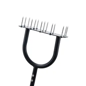 Lawn Aerator Stainless Steel Spikes T Handle Soil Aerating Tool for Land Reclamation Planting