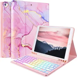 Keyboard Case for iPad 9th 8th 7th Generation 10.2 inch, Detachable 7 Colors Backlit for iPad 9th Generation Case with Keyboard, Keyboard Cover for iPad Pro 10.5"/Air 3rd Gen with Pencil Holder