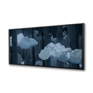 Pictorem C1FC2448MIDQLM 24 x 48 in. Sneaky Clouds - Gray Framed Canvas Wall Art for Elegant Home Decor
