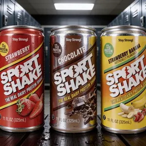 Sport Shake Protein Drink 3-Pack Strawberry Chocolate & Strawberry Banana 11oz Cans Real Dairy Protein Shakes