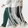 Men's Retro Striped Wide-Leg Track Pants - Activewear, Street-Sport Blend, Urban Casual & Athletic Bottoms