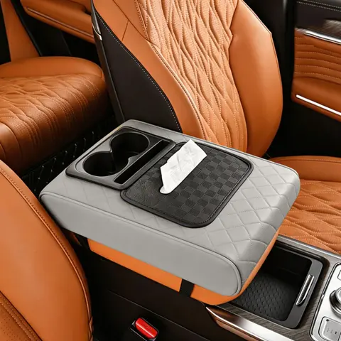 Center Console Armrest Covers with Cup Holder for Alleviates Fatigue,14.2*11*2.76in Car Armrest Cushion for SUV/Trucks/Pickup,2.76in Height-Lifts Arms to Relax Muscles, Scratch-resistant