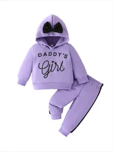 Fall Baby Girl 2-Piece Clothes, Adorable Long Sleeve Hoodie Set, Thick Soft Fabric, Elastic Cuffs & Waist for Easy Wear