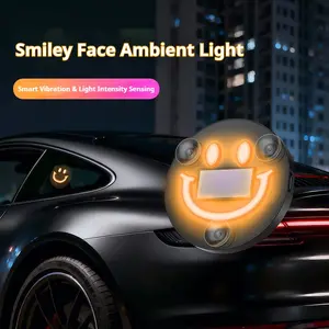 1 pcs Car wireless solar smiling triangle window six color neon ambient lighting car interior LED car decoration light