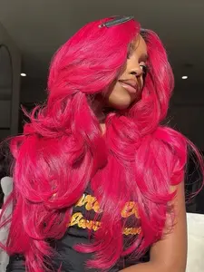 Magenta Long Wavy Lace Wig, 13*4 HD Lace 150% Density, Natural Smooth Tangling-Free for Stylish Looks