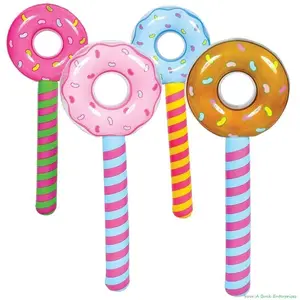 Set of 4 Inflatable Donuts Assorted Colors 24 Each Perfect for Parties Photo Booths and Themed Events Outdoor Play Equipment